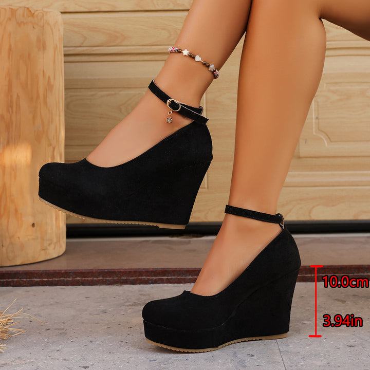 Damen Wedge-Pumps mit dekorativem Riemchen und exzellentem Fußbett Drune