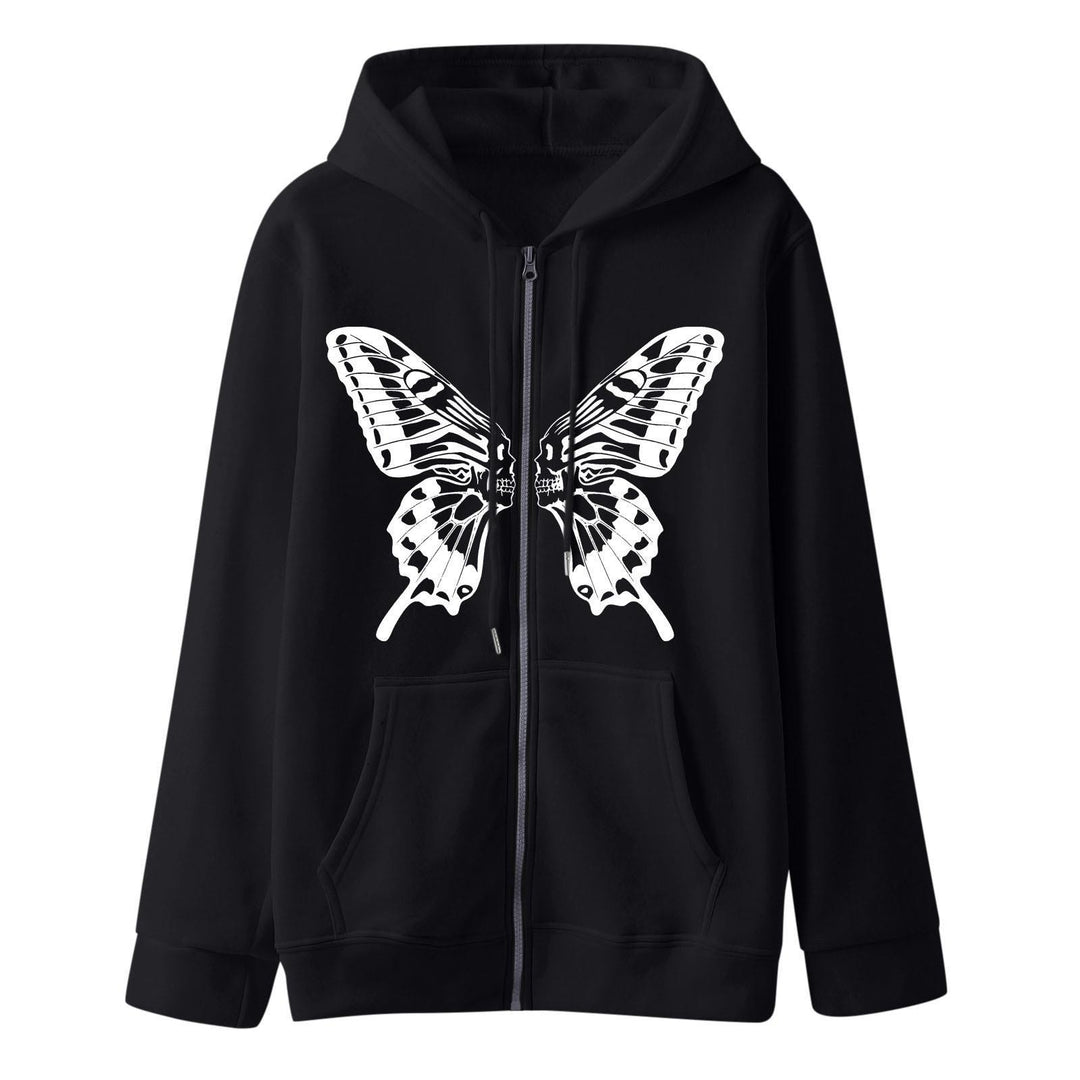 Damen Kapuzensweatjacke mit einzigartigem Schmetterlingsdruck Drune