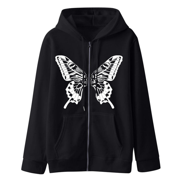 Damen Kapuzensweatjacke mit einzigartigem Schmetterlingsdruck Drune