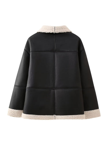 Drune | Damen Kunstlederjacke mit gemütlichem Futter
