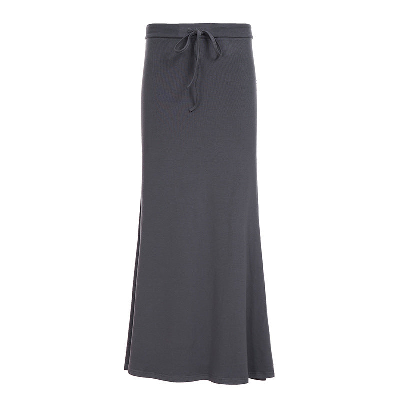 Damen Maxi-Rock mit fließendem Saum und verstellbarem Bindegürtel Drune