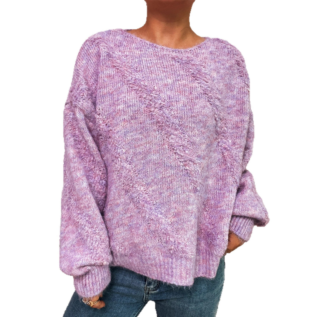 Damen gemütlicher Pullover mit diagonalem Strukturdesign Drune