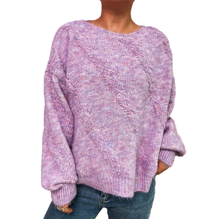 Damen gemütlicher Pullover mit diagonalem Strukturdesign Drune