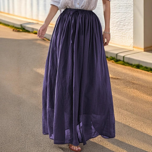 Damen Eleganter Maxirock mit fließendem Schnitt und praktischen Bindebändern Drune