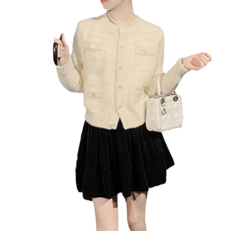 Damen Strickjacke mit Taschen und dekorativen Knöpfen Drune