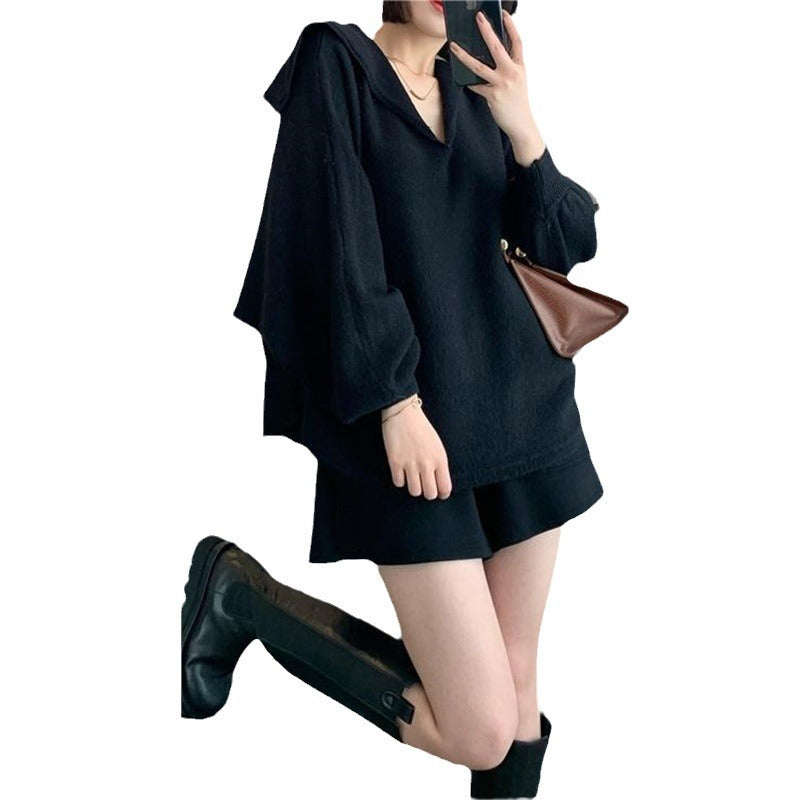 Damen modischer Kapuzenpullover mit voluminösen Ärmeln und eleganter Schnittführung Drune
