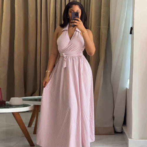 Damen Maxikleid mit elegantem Wickel-Design und hohem Schnitt Drune