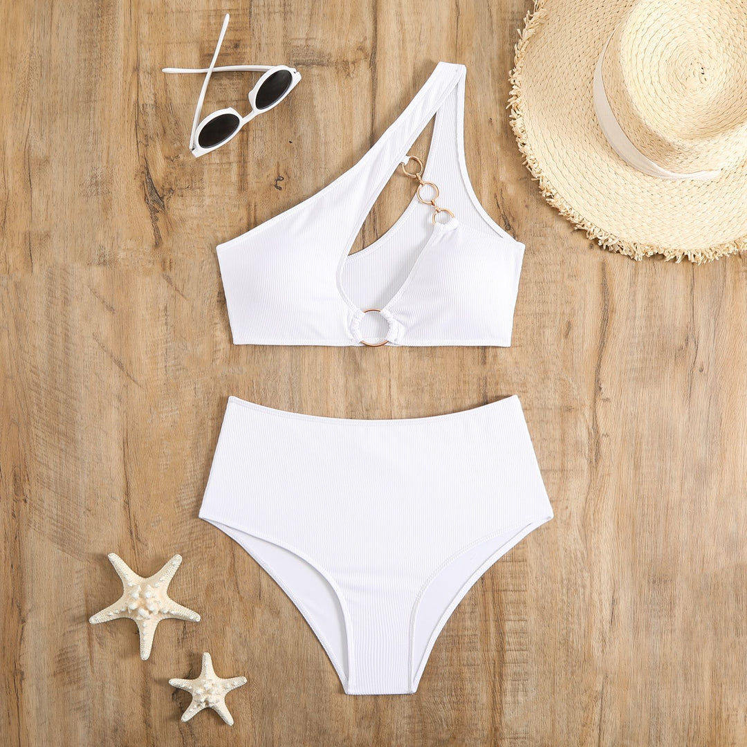 Damen Bikini-Set mit asymmetrischem Trägerschnitt und elegantem Ringdetail Drune