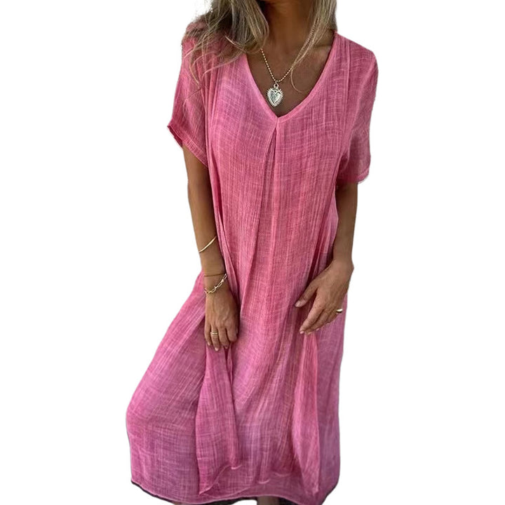 Damen Midikleid mit lässigem V-Ausschnitt und luftiger Passform Drune