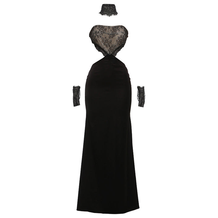 Damen Elegantes Maxikleid mit Spitze und Raffiniertem Schnitt Drune