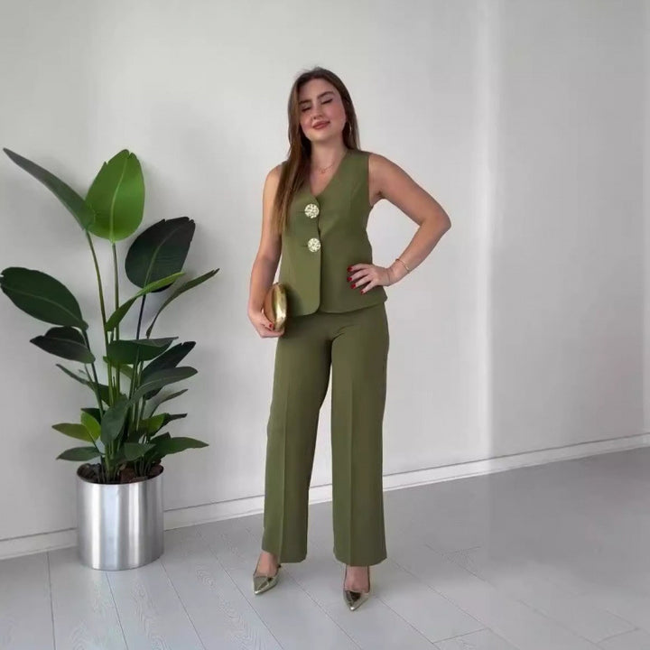 Damen Elegantes Zweiteiliges Blazer-Set mit femininer Silhouette und modischen Details Drune