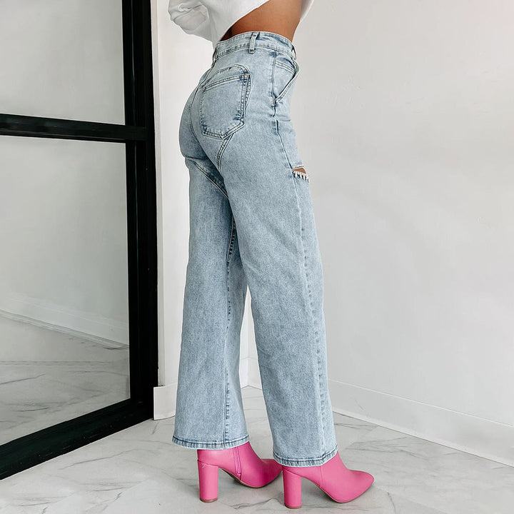 Damen Hochtaillierte Jeans mit durchbrochenem Design Drune
