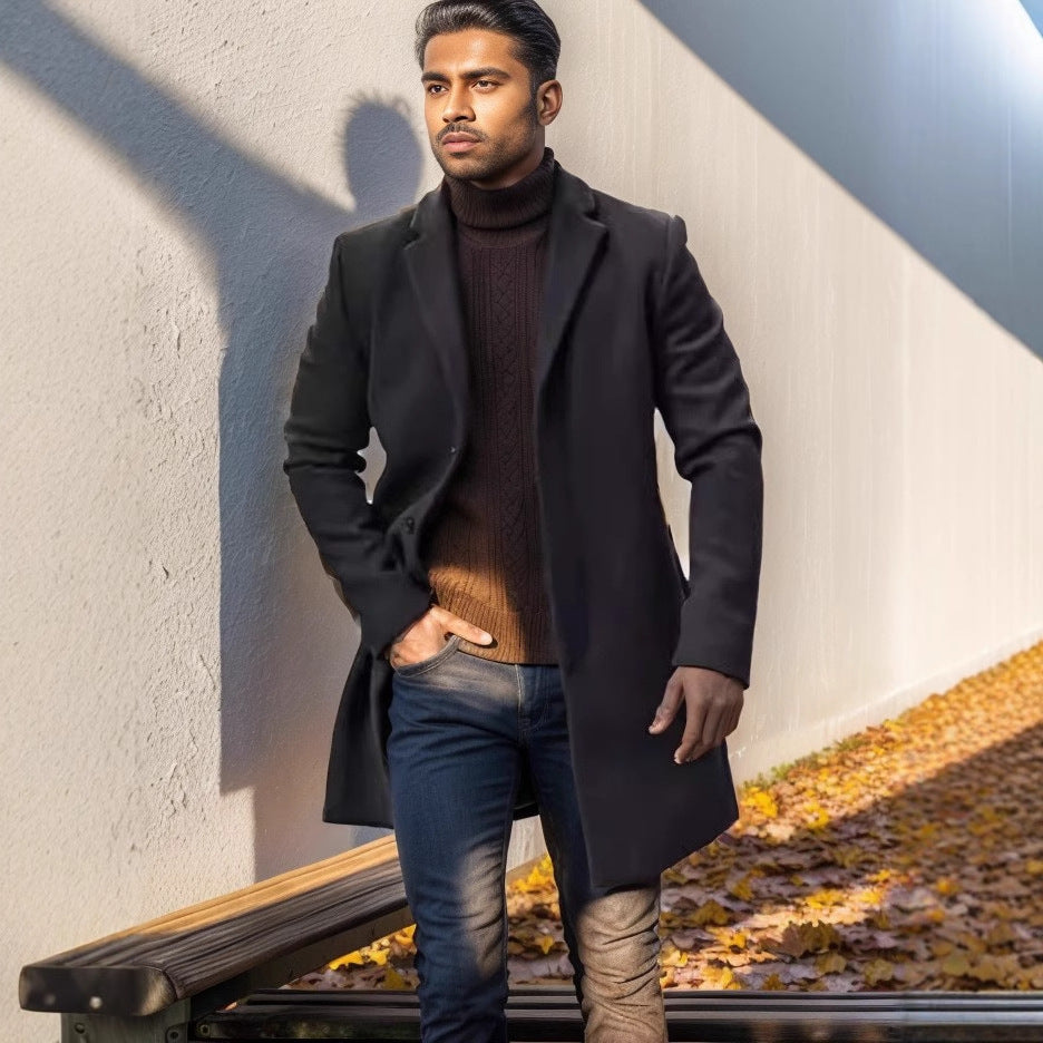 Herren eleganter taillierter Übergangsmantel Drune