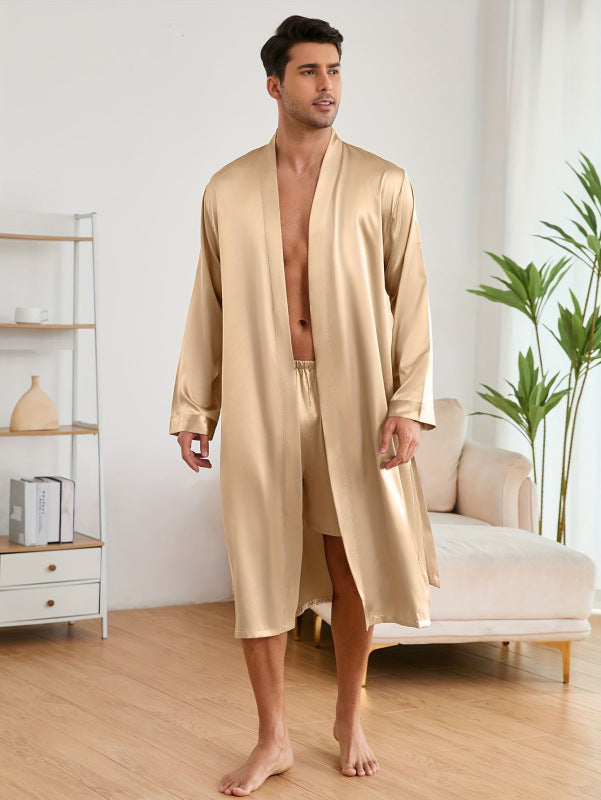 Herren Satin Morgenmantel mit luxuriösem Finish und praktischen Taschen Drune