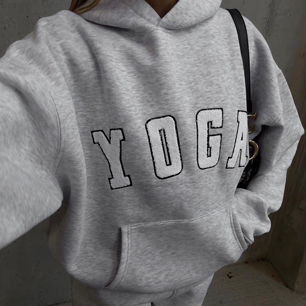 Damen Sportlicher Hoodie mit kreativem YOGA-Print Drune