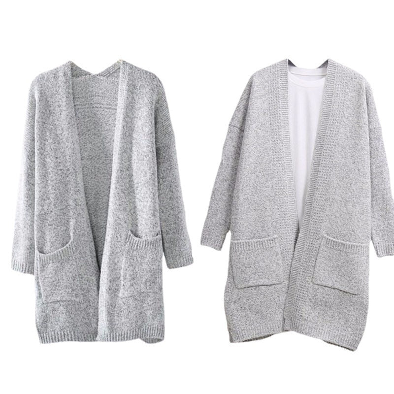 Damen Strickmantel mit tiefen Taschen und offenem Schnitt Drune