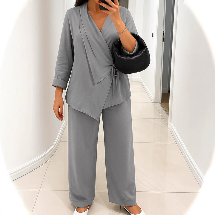 Damen lässiges Leinen-Hemd und Hose Set Drune