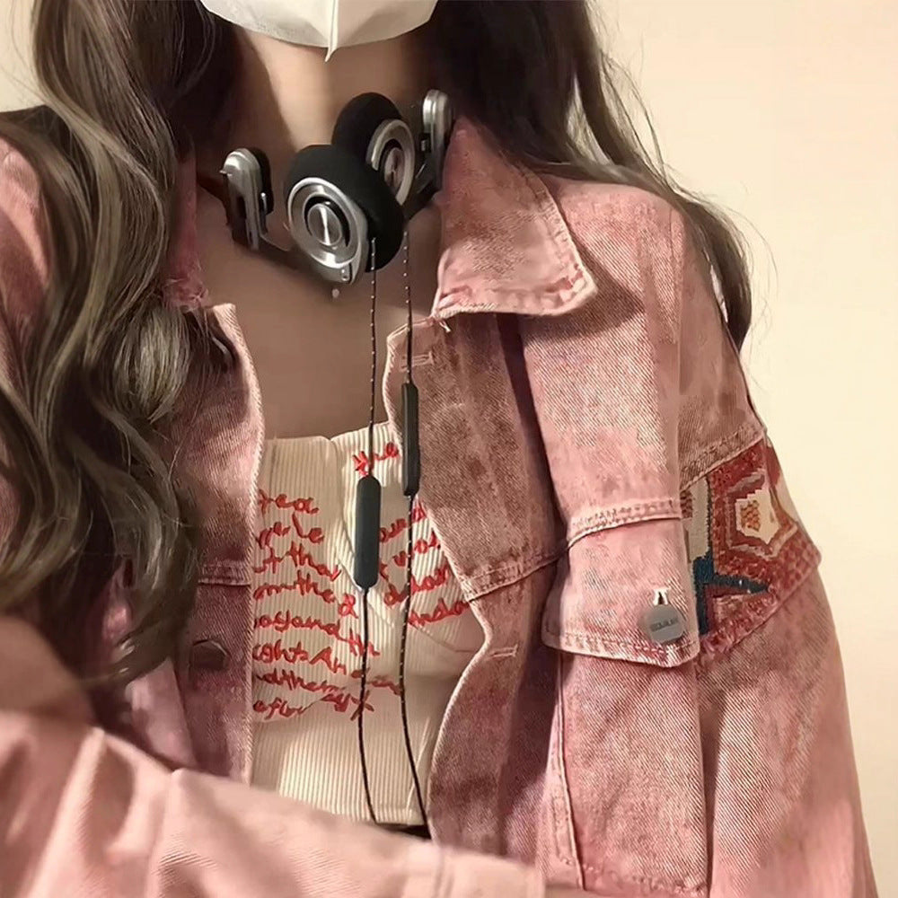 Damen Denimjacke mit einzigartigen Stickereien und modischem Design Drune
