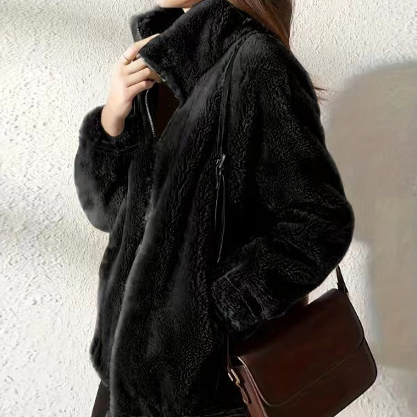 Damen Fleecejacke mit hohem Kragen und Taschen Drune