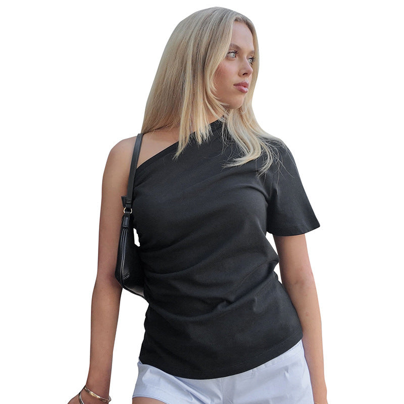 Damen asymmetrisches Kurzarmshirt mit elegantem Schnitt Drune
