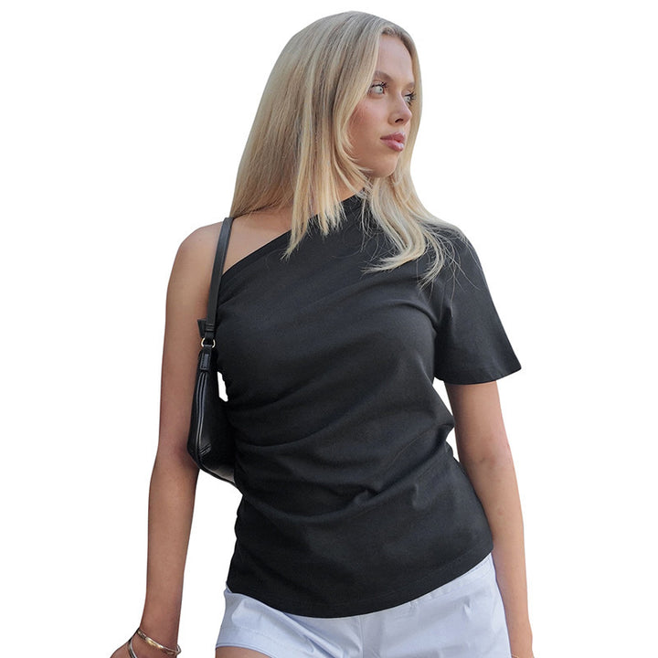 Damen asymmetrisches Kurzarmshirt mit elegantem Schnitt Drune