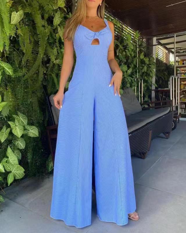 Damen Eleganter Jumpsuit mit dekorativem Schlitz und weitem Bein Drune