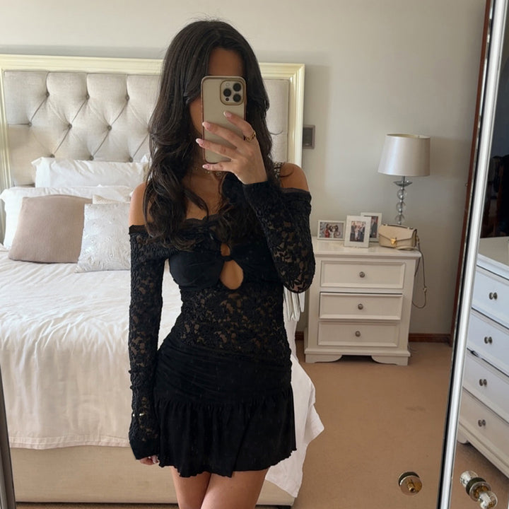 Damen Strandkleid mit zarten Spitzenakzenten und verführerischer Schnürung Drune
