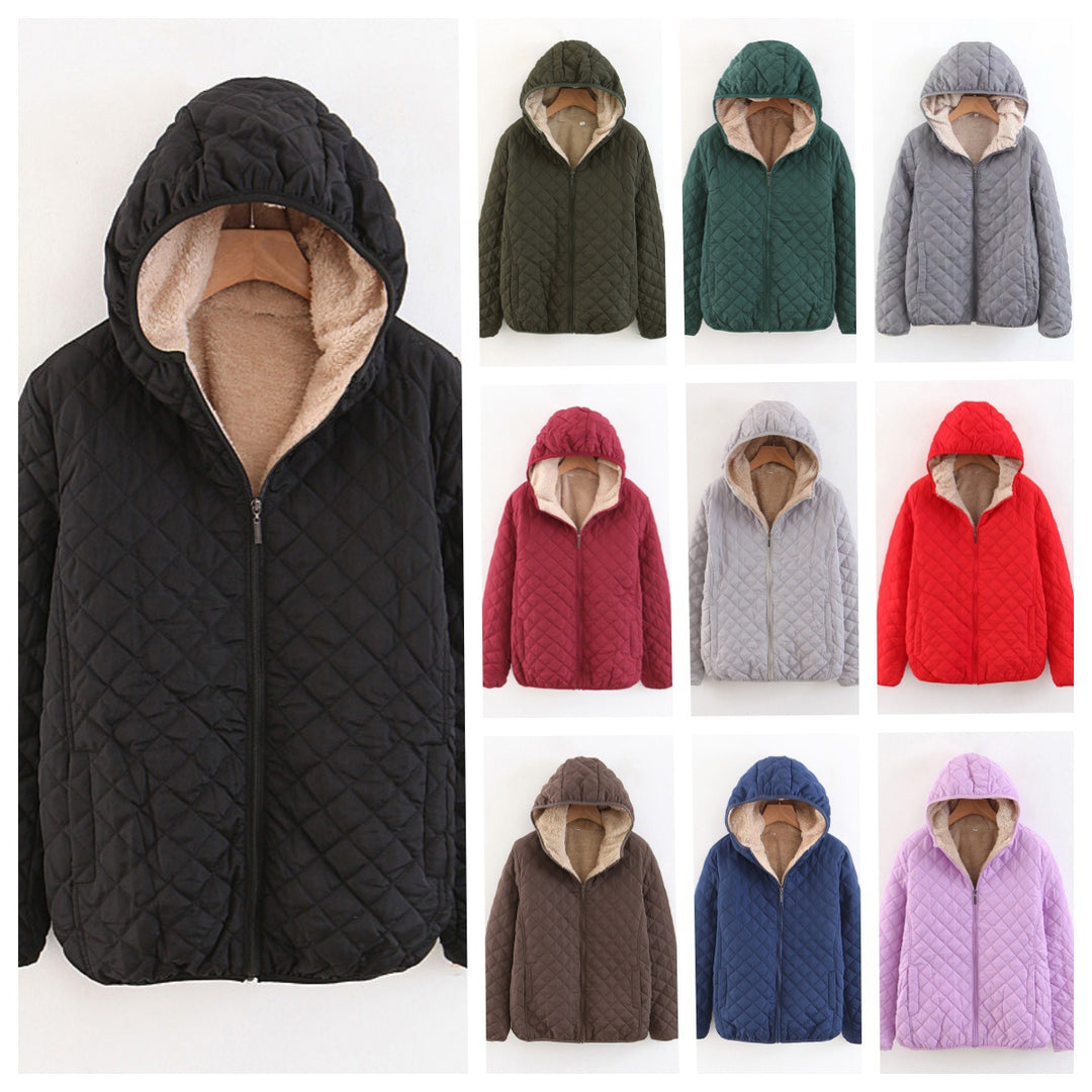 Damen gesteppte Winterjacke mit kuscheligem Innenfutter und Kapuze Drune