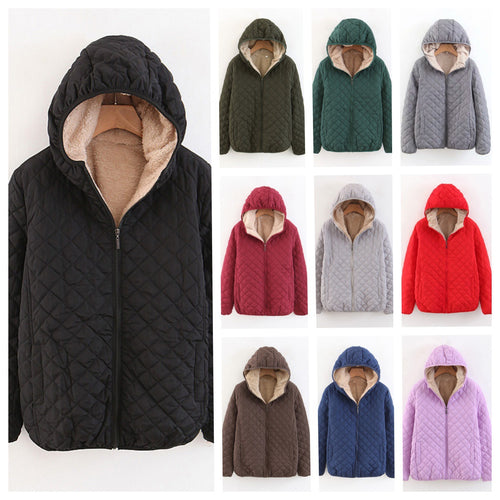 Damen gesteppte Winterjacke mit kuscheligem Innenfutter und Kapuze Drune