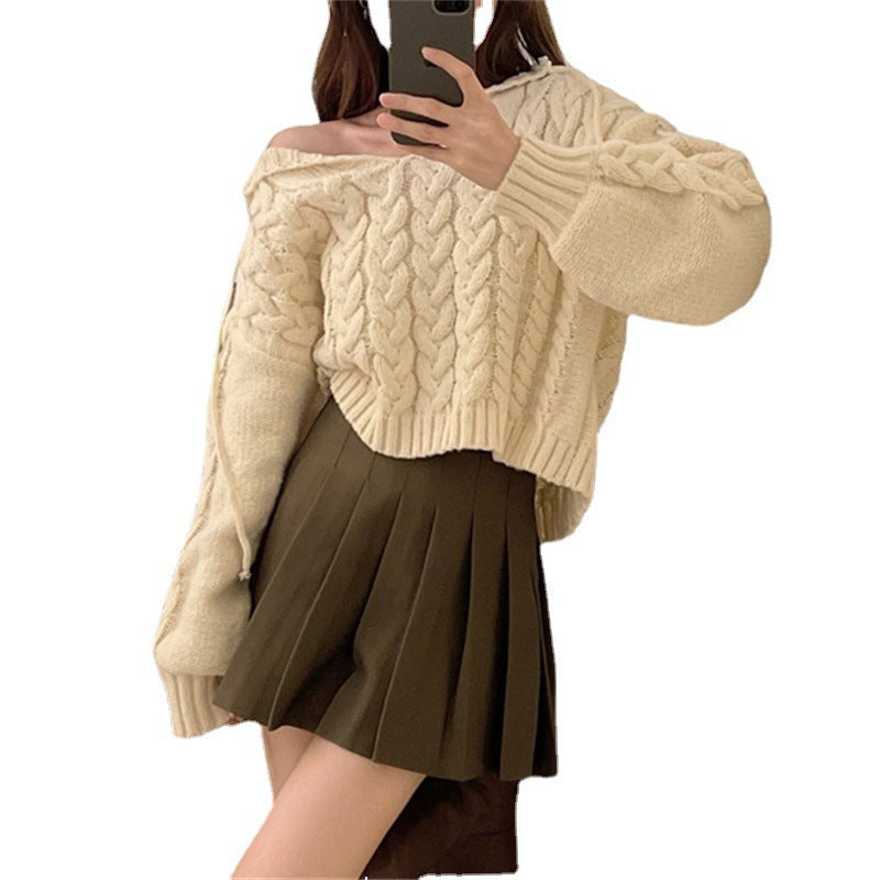 Damen Grobstrick-Poncho mit Kapuze und zeitgemäßem Design Drune