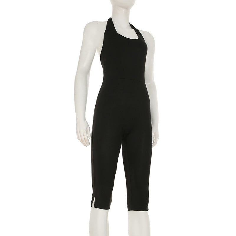 Damen körperbetonter Jumpsuit mit tiefem Rückenausschnitt und reinem Design Drune