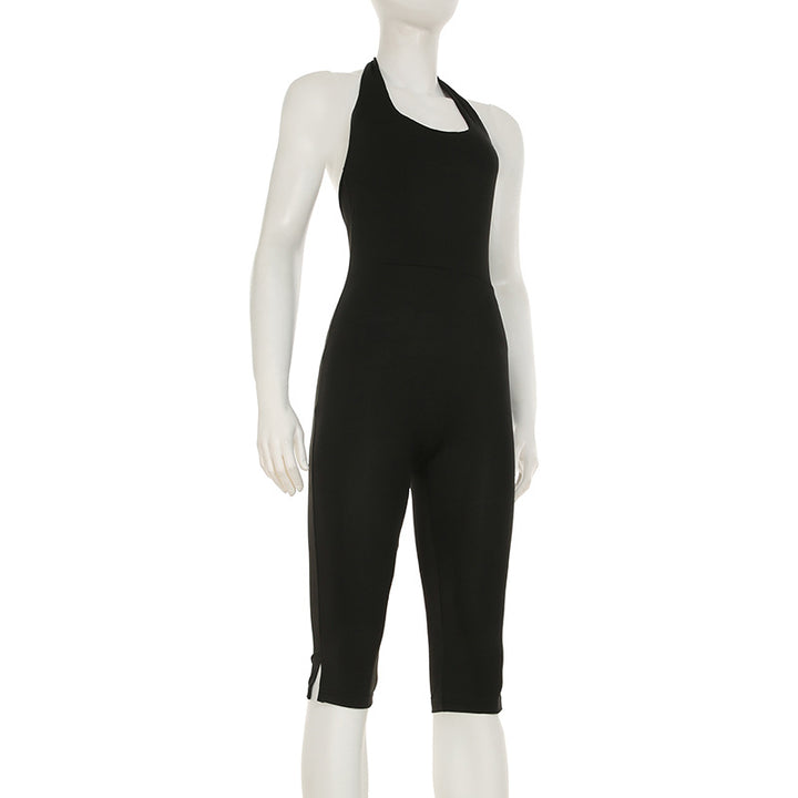 Damen körperbetonter Jumpsuit mit tiefem Rückenausschnitt und reinem Design Drune