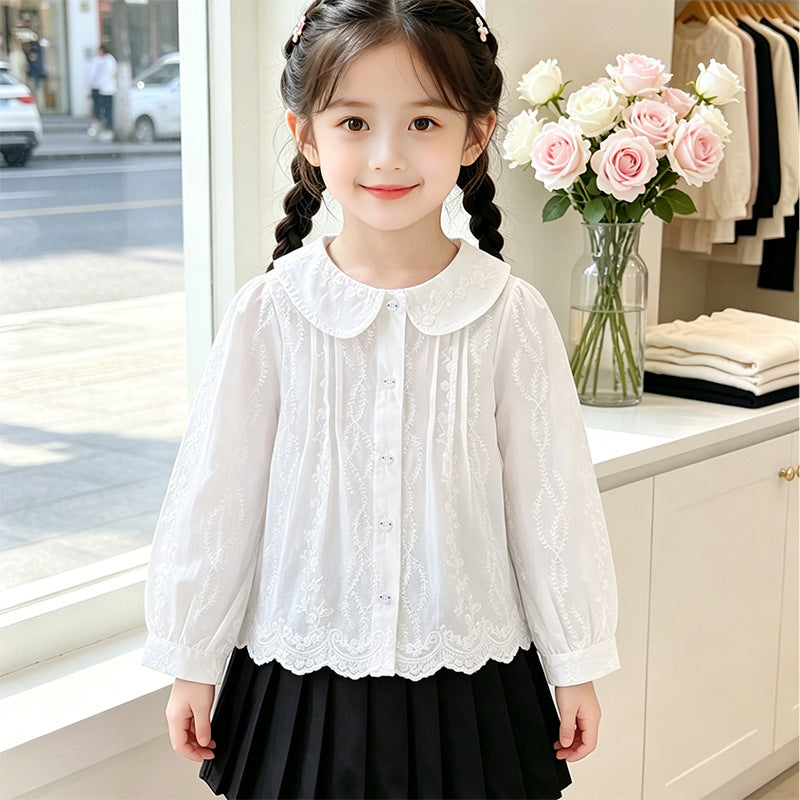Mädchen elegante Bluse mit floralen Verzierungen Drune