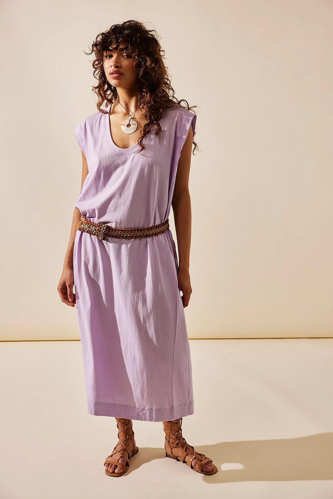Damen lässiges Maxikleid mit tiefem Ausschnitt und seitlichen Schlitzen Drune