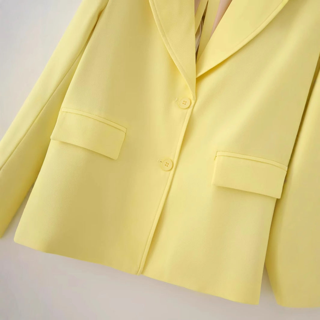 Damen elegante Blazerjacke mit strukturiertem Gewebe und praktischen Taschen Drune