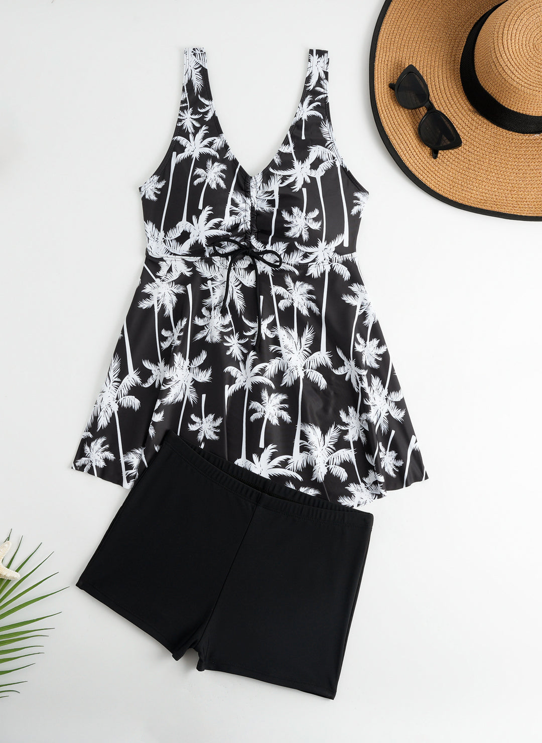 Damen Tankini-Set mit modischem Volant und grafischem Pfauenmuster Drune