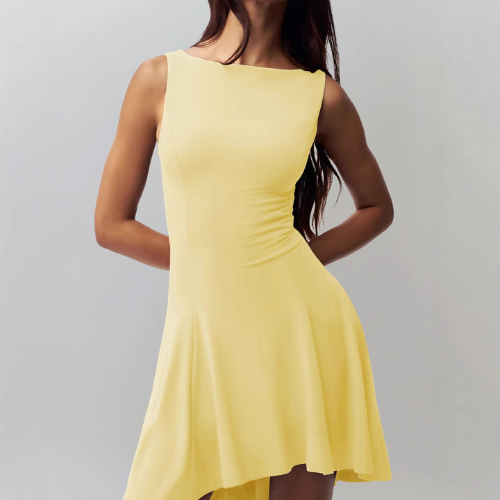 Damen elegantes Kleid mit asymmetrischem Saum und figurbetontem Design Drune