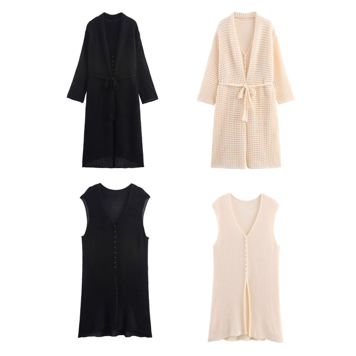 Damen Strickcardigan mit asymmetrischem Design und elegantem Taillengürtel Drune