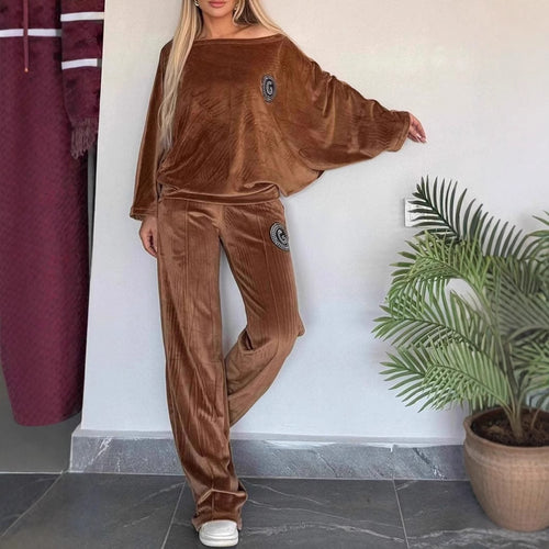 Damen Casual Velvet Loungewear-Set mit weichem Schnitt Drune