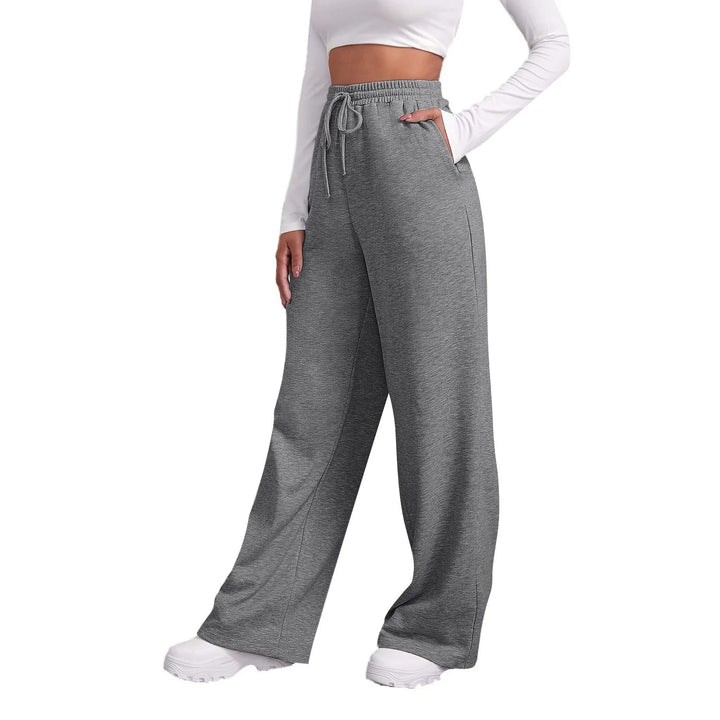 Damen nan weiter Highwaist Palazzo-Jogger mit elastischem Komfortbund, Kordelzug und seitlichen Eingrifftaschen Drune