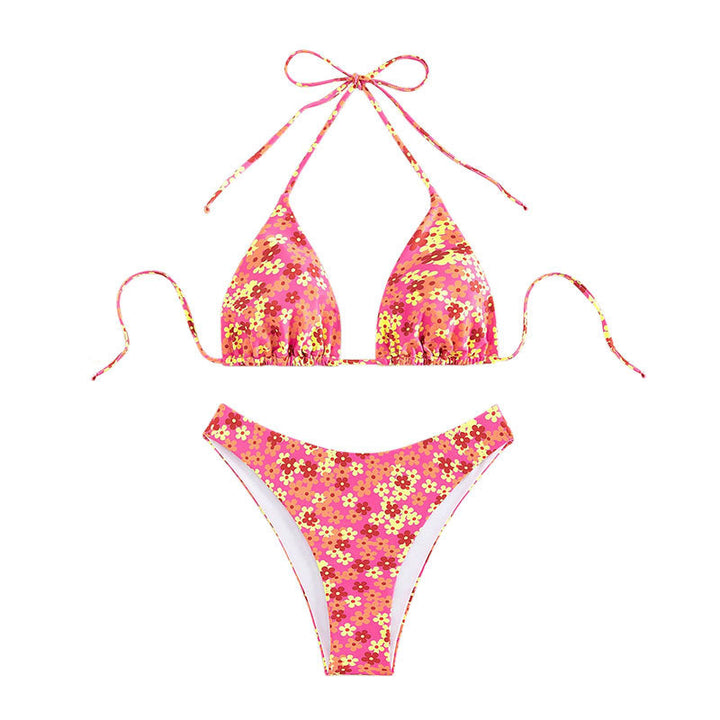 Damen Triangel-Bikini mit floralem Design und hohem Beinausschnitt Drune