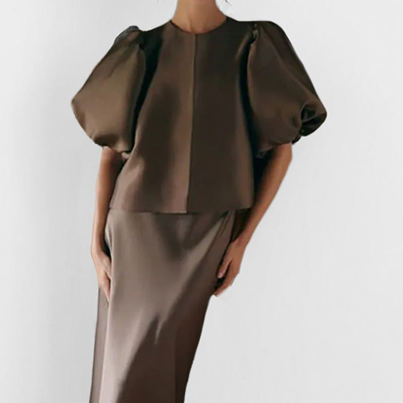 Damen Bluse mit voluminösen Puffärmeln und modernem Design Drune