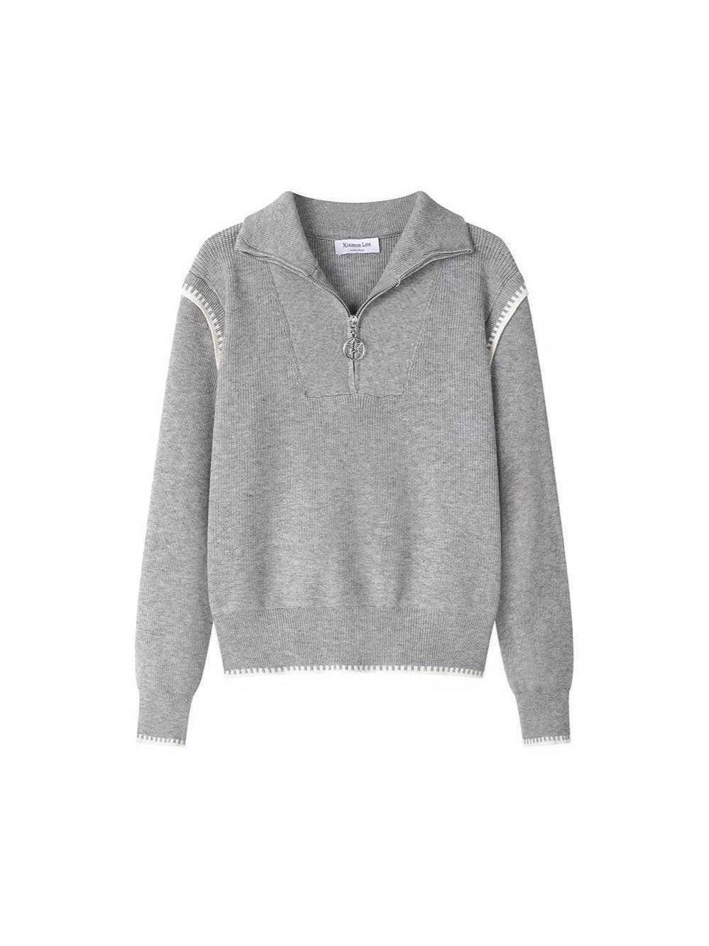 Damen Strickpullover mit hohem Kragen und Reißverschluss Drune