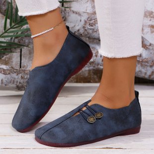 Damen nan elegante Komfort-Slipper im Mokassinstil mit elastischer Zierkordel und Knopfdetail Drune
