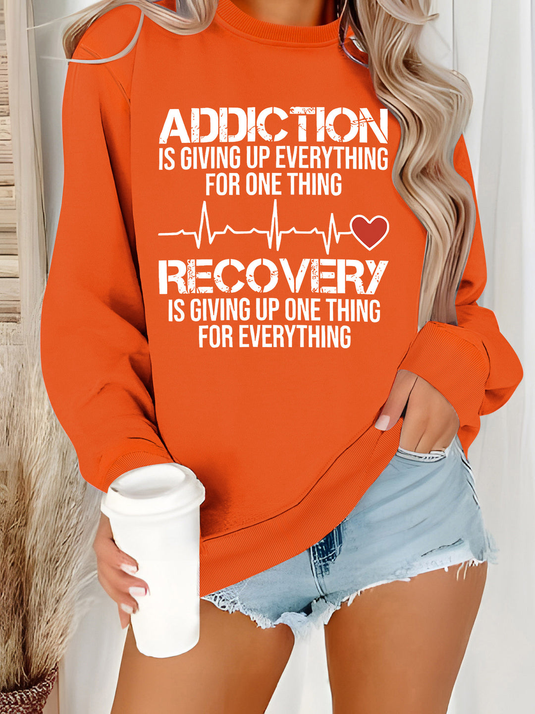 Damen Sweatshirt mit inspirierendem Druck und lässigem Schnitt Drune