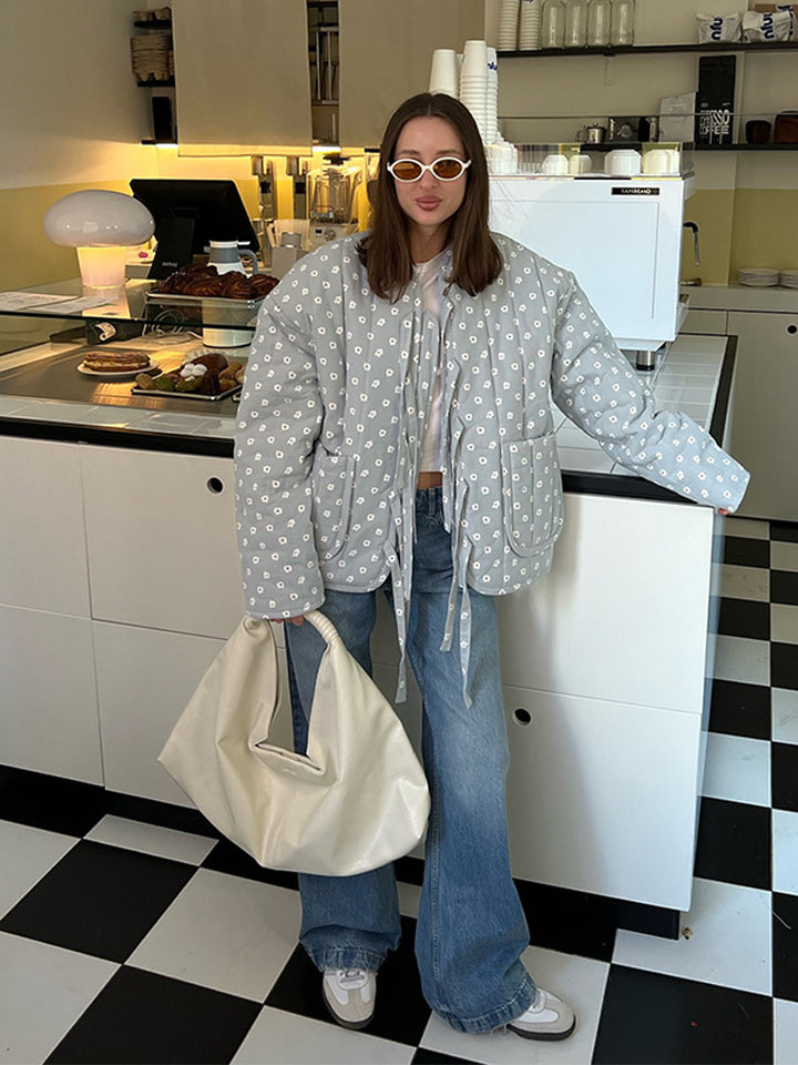 Damen Steppjacke mit großflächigen Punkten und lockerer Passform Drune