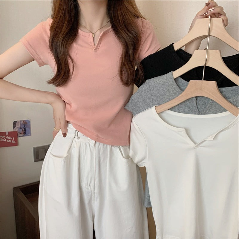 Damen Cropped T-Shirt mit figurbetontem Schnitt und modernen Akzenten Drune