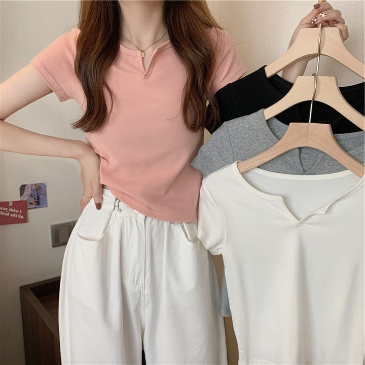 Damen Cropped T-Shirt mit figurbetontem Schnitt und modernen Akzenten Drune