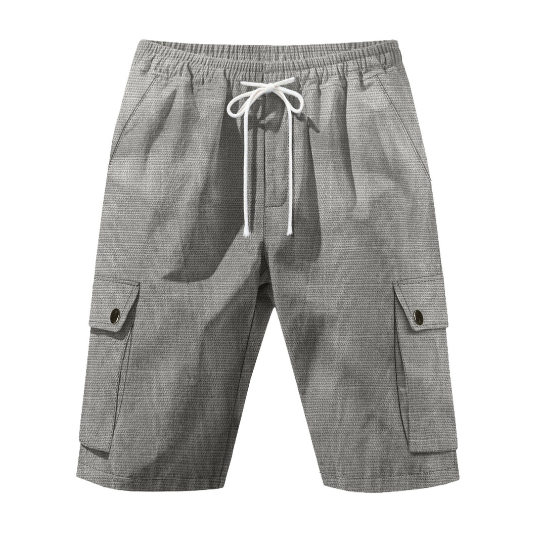 Herren nan utilitarische Cargo-Shorts mit Elastikbund, Tunnelzug und aufgesetzten Klappentaschen Drune