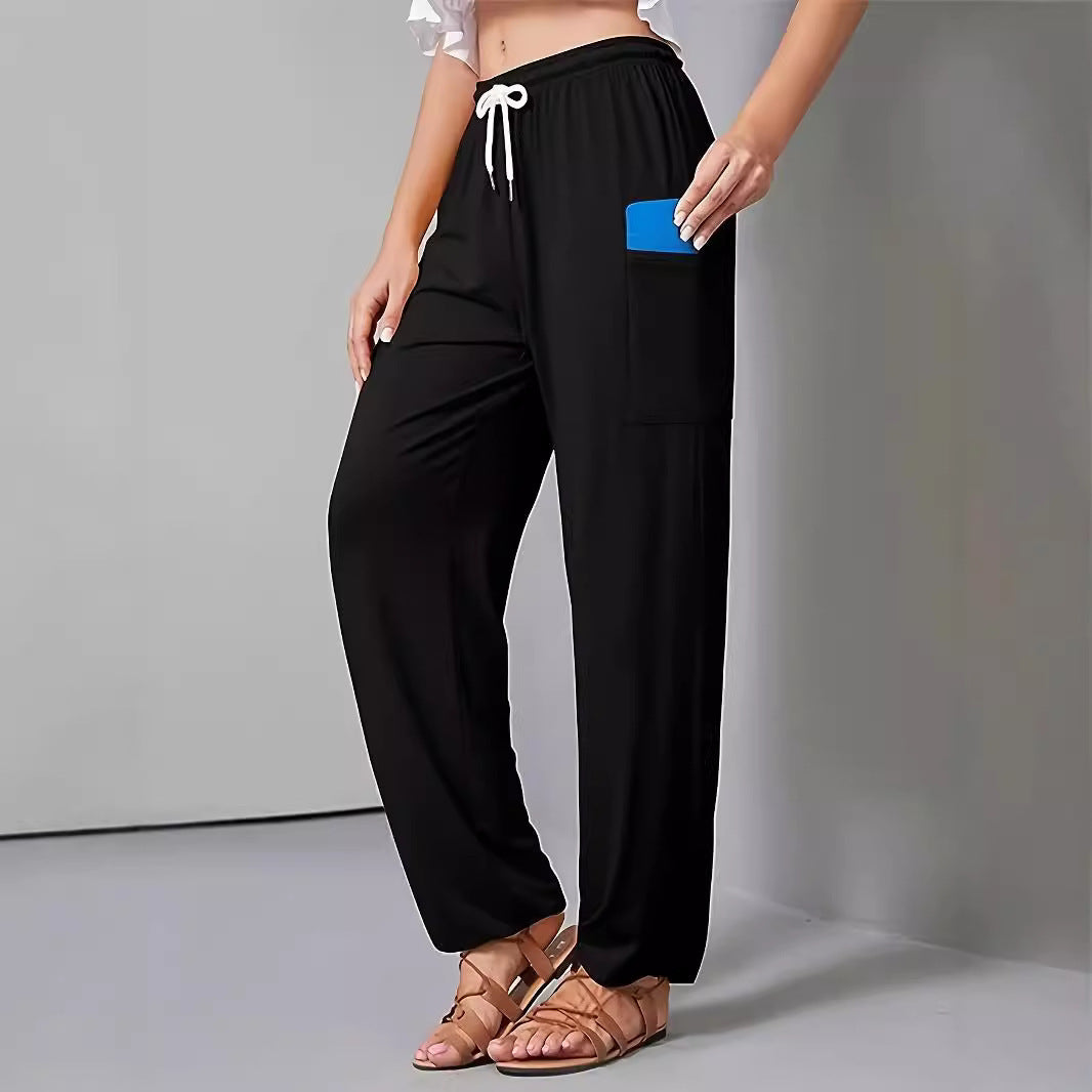 Damen Bequeme Freizeit-Hose mit praktischen Taschen und elastischem Bund Drune
